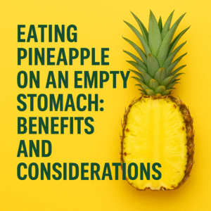 Illustration of pineapple with digestive icons – healthy tropical fruit promoting gut health when eaten on an empty stomach